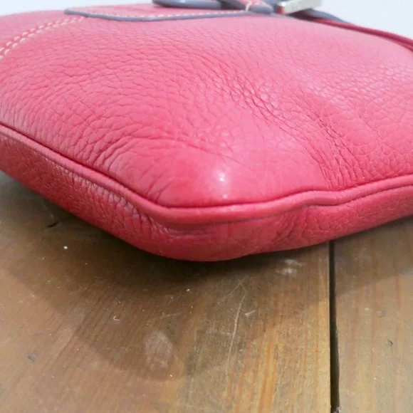 LOEWE Vintage Cherry Red Pebbled Calfskin Leather Crossbody Bag 8.5x10
